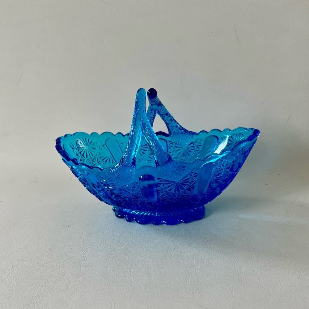 1960s Fenton blue Glass Art  Basket